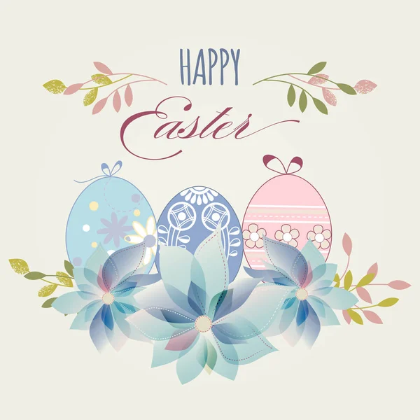 Biglietto di auguri per le uova di Pasqua in colori pastello — Vettoriale Stock