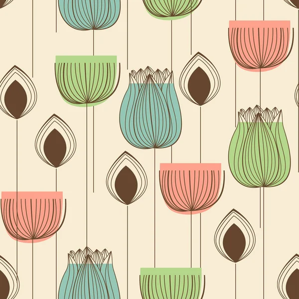 파스텔 색상 완벽 한 패턴에 꽃 디자인 — 스톡 벡터