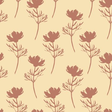 Çiçekler dikişsiz desen. Sevimli botanik tek renkli tasarım