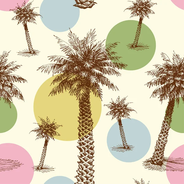 Palmiye ağaçları veya hindistan cevizi ağacı dikişsiz desen — Stok Vektör