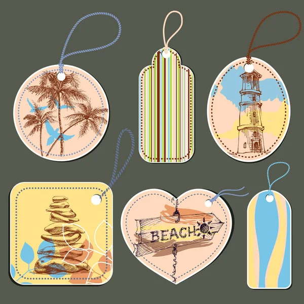 Zomer Vakantie Strand Marine Labels Tags Collectie — Stockvector