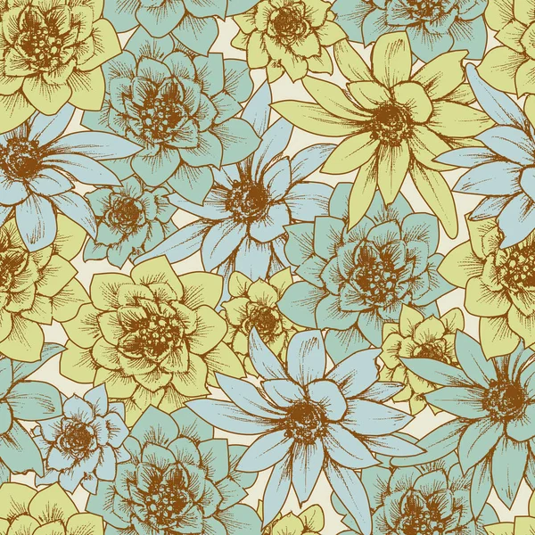Floral χωρίς ραφή μοτίβο σε ρετρό στυλ — Διανυσματικό Αρχείο