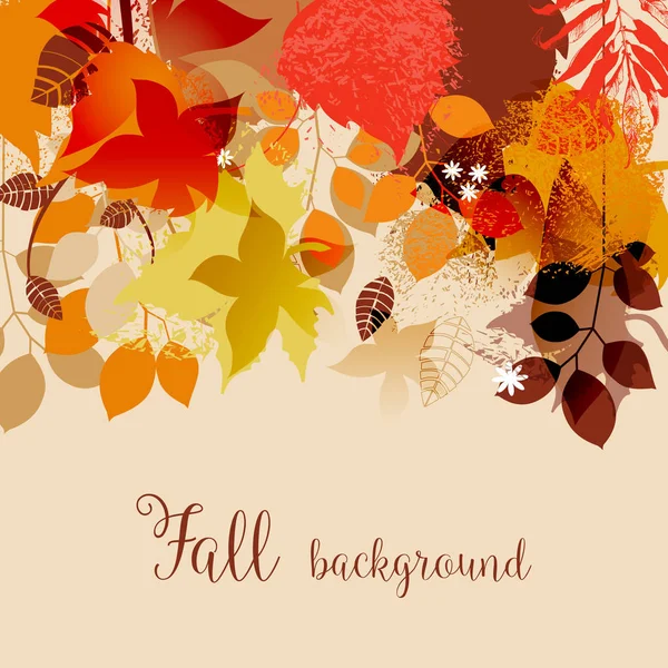 Hojas de otoño en brillante fondo de colores otoñales — Vector de stock