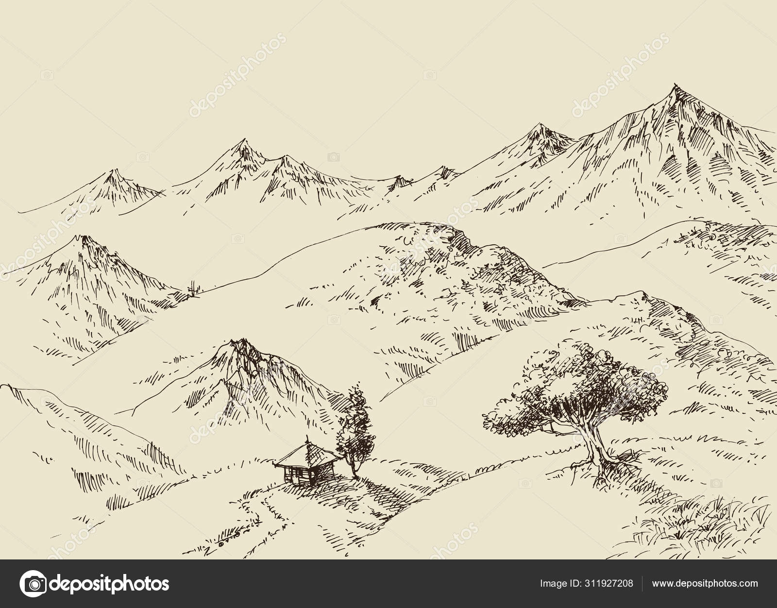 Small mountain range drawing to start off the new month and at the same  time saying good bye to New Zea  Mountain drawing Mountain tattoo Mountain  range drawing