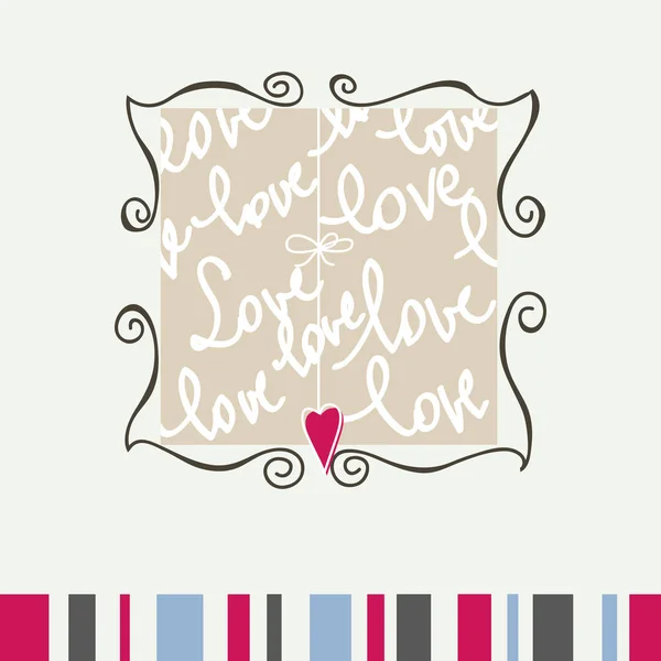 Cute heart frame. Love message greeting card — Stock Vector