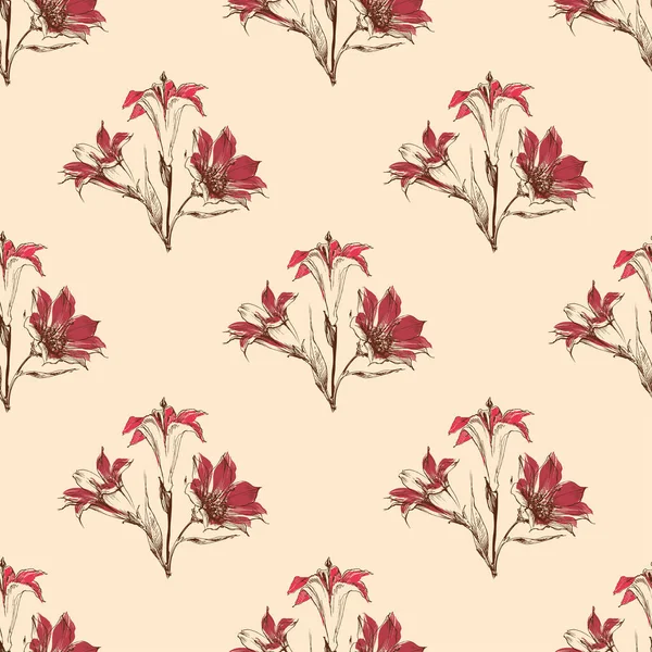 Motif Floral Classique Design Lis — Image vectorielle