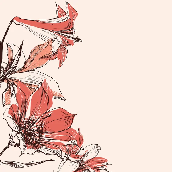 Λουλούδια Κρίνου Διακοσμητικό Φόντο Για Ευχετήριες Κάρτες Και Προσκλήσεις — Διανυσματικό Αρχείο