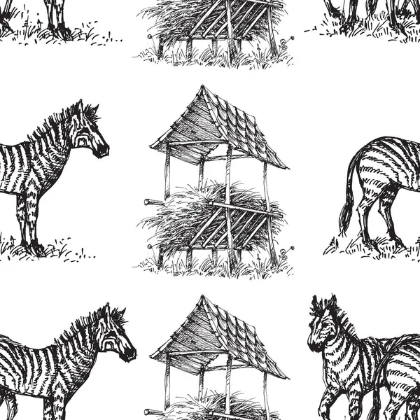 Padrão Sem Costura Zebra Animal Desenhado Mão Impressão —  Vetores de Stock
