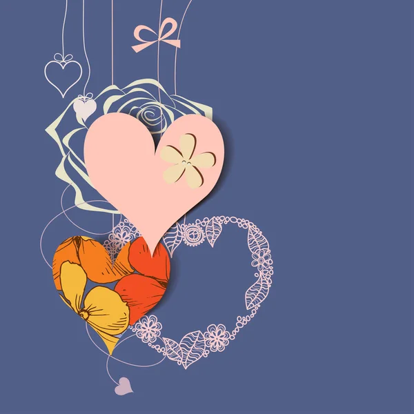 Abstrakt Hjärtan Bakgrund Kärlek Gratulationskort — Stock vektor