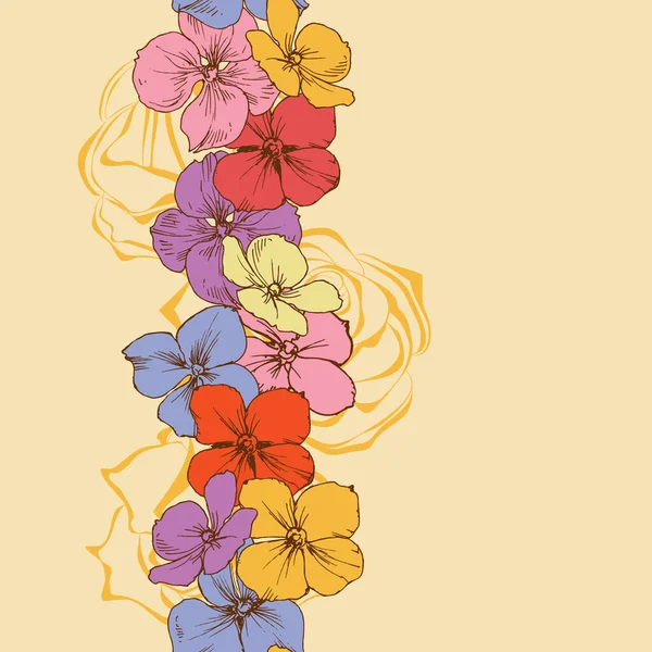 Pequenas Flores Hortensia Multicolor Hastes Ornamento Linear — Vetor de Stock