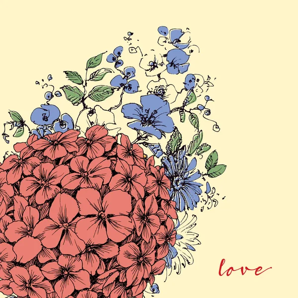 Hortensia Rose Violettes Fond Floral Espace Pour Texte — Image vectorielle