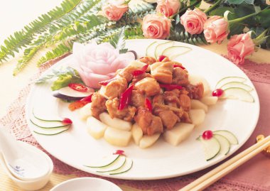 delicious meal on background, close up