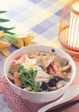 delicious meal soup on background, close up