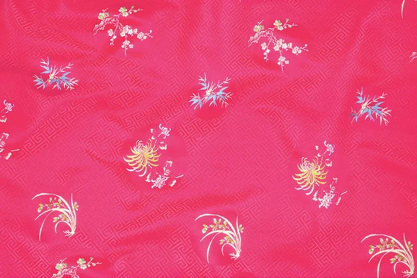 Chińska Kolorowa Tkanina Tekstura — Zdjęcie stockowe