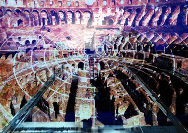 Kavramsal tasarımda modern kolaj, birden fazla katman arkaplan 