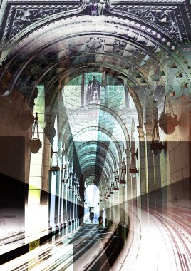 Kavramsal tasarımda modern kolaj, birden fazla katman arkaplan 