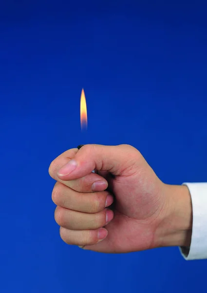 Closeup Person Hand Holding Fire — Stock Photo, Image