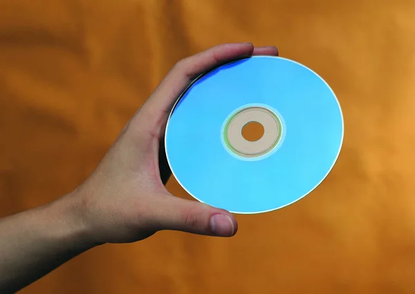 Closeup Person Hand Holding Compact Disk — Stock Photo, Image