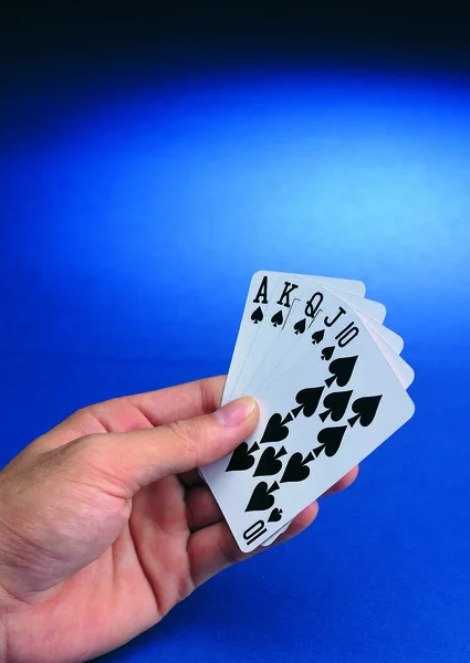 Closeup Person Hand Holding Playing Cards — Stock Photo, Image