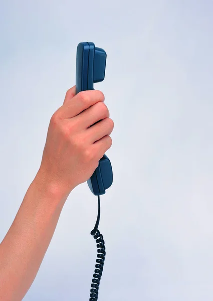 Fecho Mão Pessoa Que Segura Telefone — Fotografia de Stock