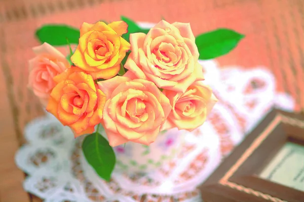 Closeup Blossoming Roses Bouquet — Stock Photo, Image