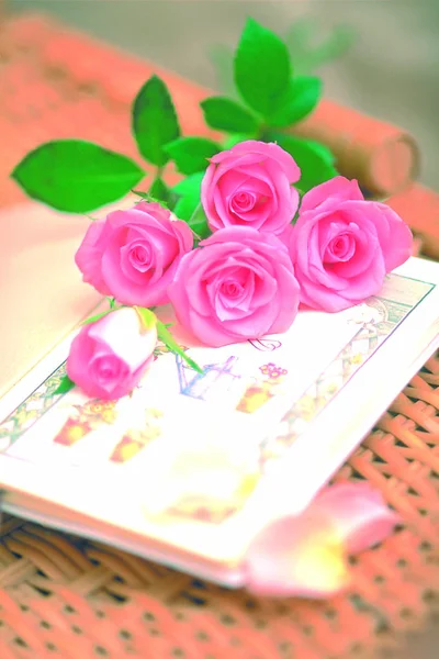Detailní Záběr Kytice Kvetoucích Růží — Stock fotografie