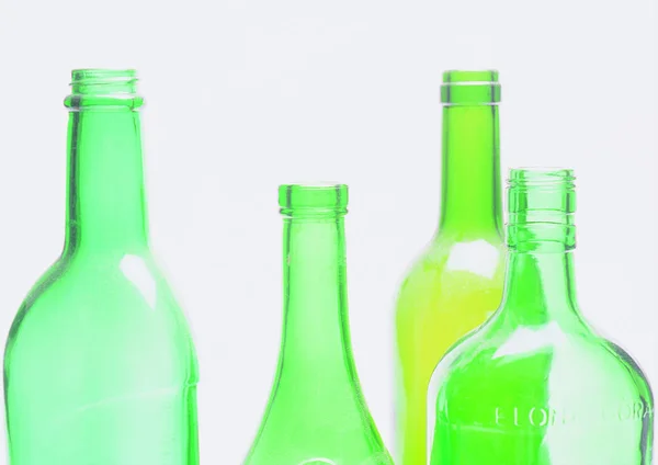Крупним Планом Вид Зелених Скляних Пляшок — стокове фото