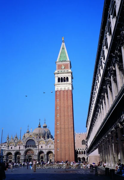 European Architecture Tower Blue Sky Background — Stockfoto