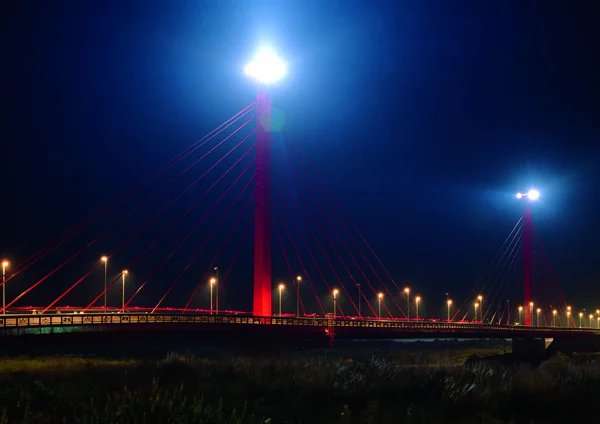 Traffic Lights Motorway Night — Stock Photo, Image