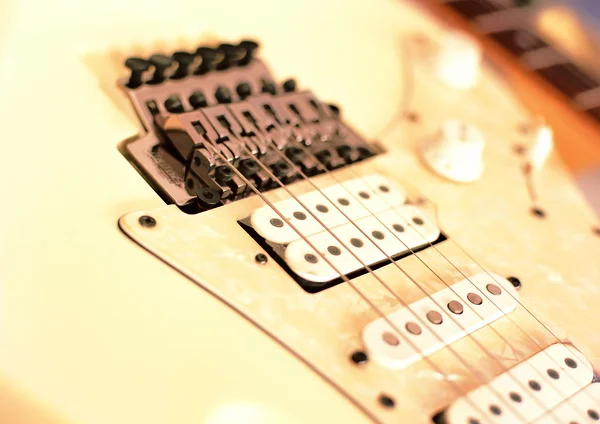 Vista Perto Guitarra Elétrica — Fotografia de Stock