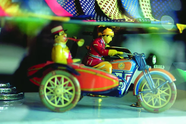 Oldtimer Motorrad Spielzeug Hintergrund Nahaufnahme — Stockfoto