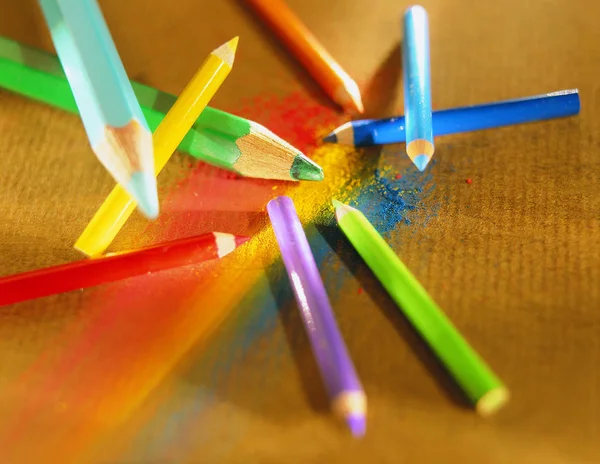 Κοντινό Εικόνα Των Χρωματισμένα Μολύβια — Φωτογραφία Αρχείου