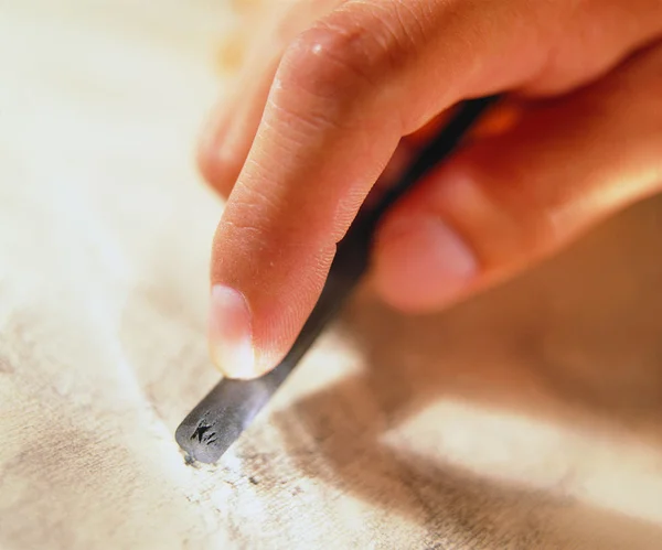 Nahaufnahme Der Zeichnung Mit Kohlestift — Stockfoto