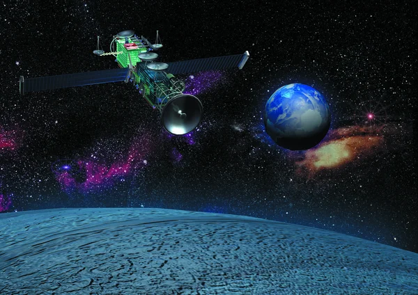 Illustration Kosmisk Satellit Djuprymden — Stockfoto