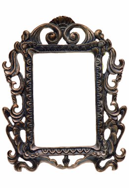 beyaz arka plan üzerinde boş metal fotoğraf çerçevesi