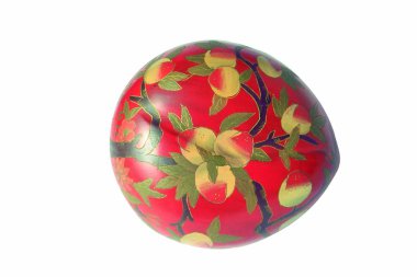 closeup of vintage asian crockery, white background 