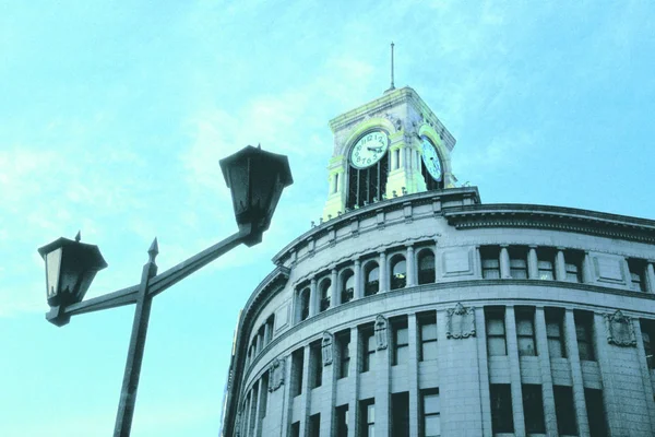 Viejo Edificio Con Reloj Lugar Viaje Fondo — Foto de Stock