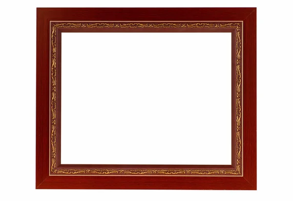 白色背景上的空木制相框 — 图库照片