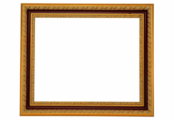 白色背景上的空金色相框 — 图库照片