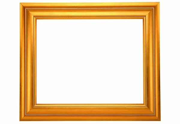 Moldura Foto Dourada Vazia Fundo Branco — Fotografia de Stock