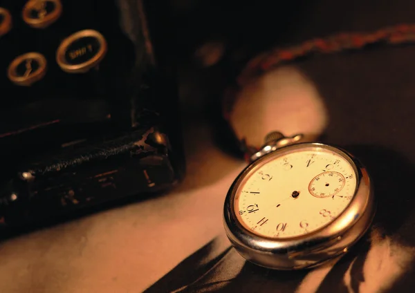 Primer Plano Reloj Bolsillo Vintage Fondo —  Fotos de Stock