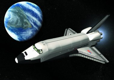 Dünya yörüngesi yakınında uçan mekik 