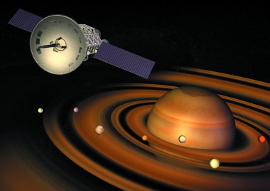 Satürn gezegeni yakınlarında uçan uydu