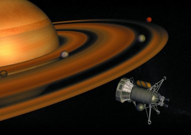 Satürn gezegeni yakınlarında uçan uydu