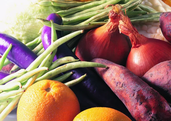 Fundo Cozinha Frutas Legumes — Fotografia de Stock