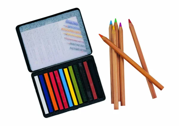Kolorowe Ołówki Białym Tle — Zdjęcie stockowe