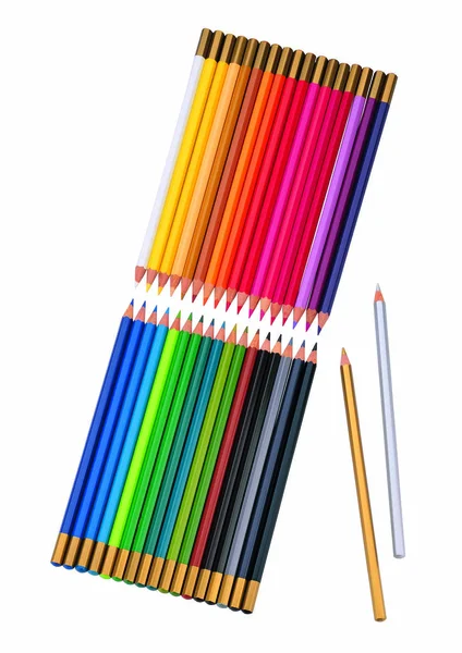 Lápis Coloridos Sobre Fundo Branco — Fotografia de Stock