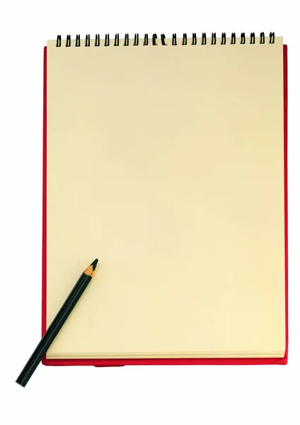 Leerer Notizblock Mit Bleistift Auf Weißem Hintergrund — Stockfoto