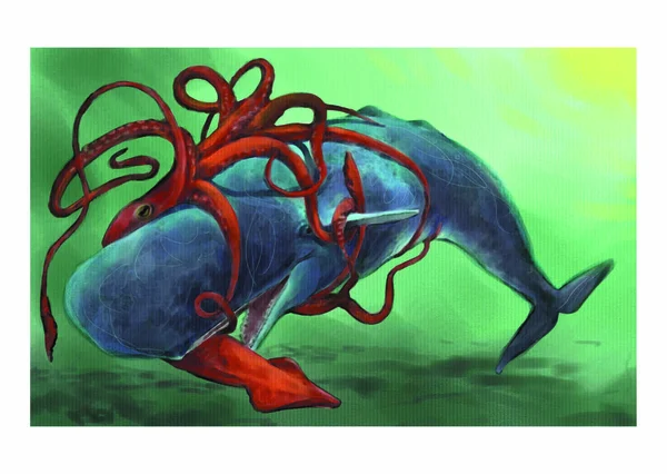 Ручная Иллюстрация Осьминога — стоковое фото
