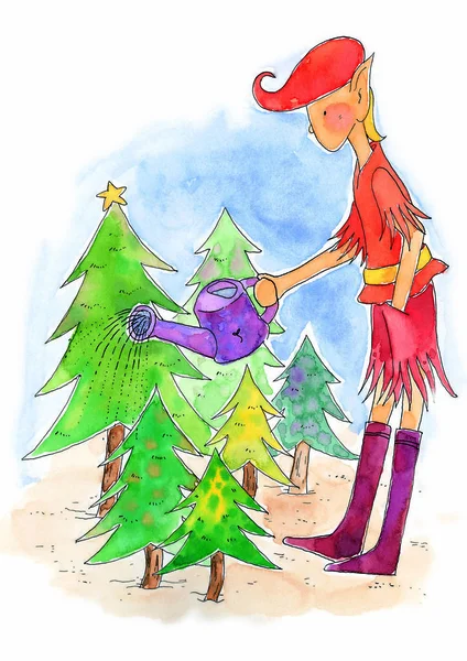 Hand Written Cartoon Christmas Decoration — Stock Photo, Image